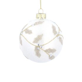 Silver Frosted Glass Ball Gold Bead Holly